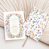 Kleurrijke Wildflower Wild One 1st Birthday Party Kaart