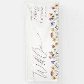 Kleurrijke Wildflower Wild One Welkom Verjaardag Spandoek (Verticaal)