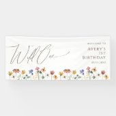Kleurrijke Wildflower Wild One Welkom Verjaardag Spandoek (Horizontaal)