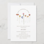 Kleurrijke Wildflower Zevende Verjaardagsfeest Kaart (Voorkant)