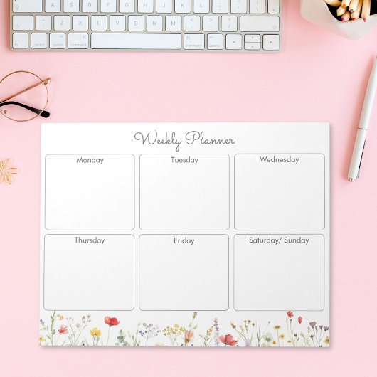 Kleurrijke Wildflower Zomer Bloemen weekplanner Notitieblok