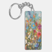 Kleurrijke Wildflowers Abstracte Bloemen Gepersona Sleutelhanger (Voorkant Links)
