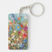 Kleurrijke Wildflowers Abstracte Bloemen Gepersona Sleutelhanger (achterkant)