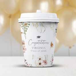 Kleurrijke Wildflowers Afstuderen Papieren Bekers