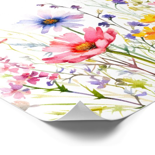 Kleurrijke Wildflowers Baby shower Snoepjes spel Poster (Hoek)