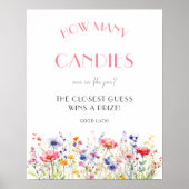 Kleurrijke Wildflowers Baby shower Snoepjes spel Poster (Voorkant)