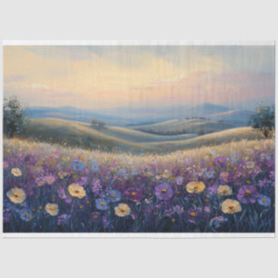 Kleurrijke Wildflowers bij Sunset Decoupage Tissuepapier