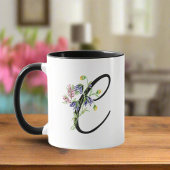 Kleurrijke Wildflowers & Black Initiaal "C"  Mok