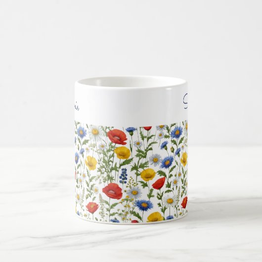 Kleurrijke Wildflowers  Bloemen Gepersonaliseerd Koffiemok (Center)