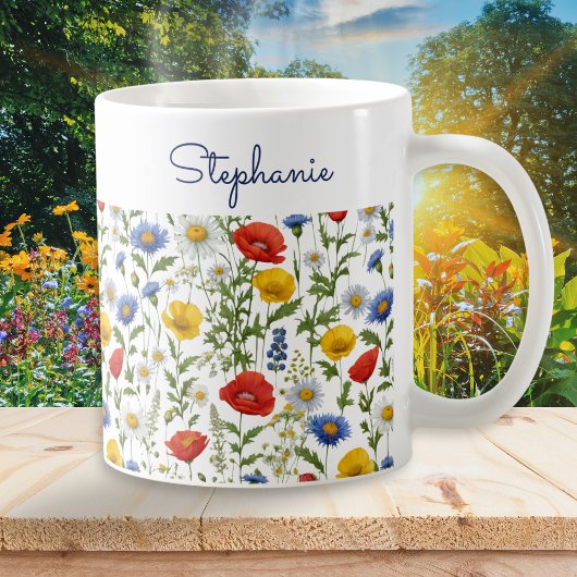 Kleurrijke Wildflowers  Bloemen Gepersonaliseerd Koffiemok