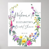 Kleurrijke Wildflowers Bloemenkalligrafie Welkom Poster (Voorkant)