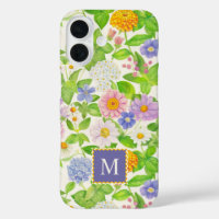 Kleurrijke Wildflowers Bloempatroon Monogram