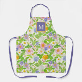 Kleurrijke Wildflowers Bloempatroon Monogram Schor Schort (Voorkant)