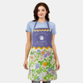 Kleurrijke Wildflowers Bloempatroon Monogram Schor Schort (Gedragen)