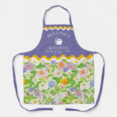 Kleurrijke Wildflowers Bloempatroon Monogram Schor Schort (Voorkant)