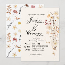Kleurrijke Wildflowers boho bruiloft Kaart