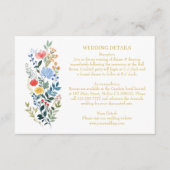Kleurrijke Wildflowers Boho Gold Wedding Details Informatiekaartje (Voorkant)