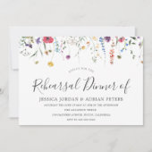 Kleurrijke Wildflowers bruiloft repetitie diner Kaart (Voorkant)