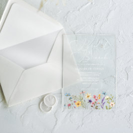 Kleurrijke Wildflowers & Butterfly Bruids Brunch Acryl Uitnodigingen