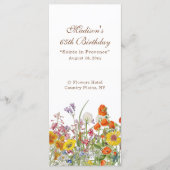 Kleurrijke Wildflowers Country 65e verjaardag Menu (Voorkant)