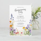 Kleurrijke Wildflowers Custom Housewarming Party Kaart (Staand voorkant)