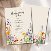 Kleurrijke Wildflowers Custom Housewarming Party Kaart