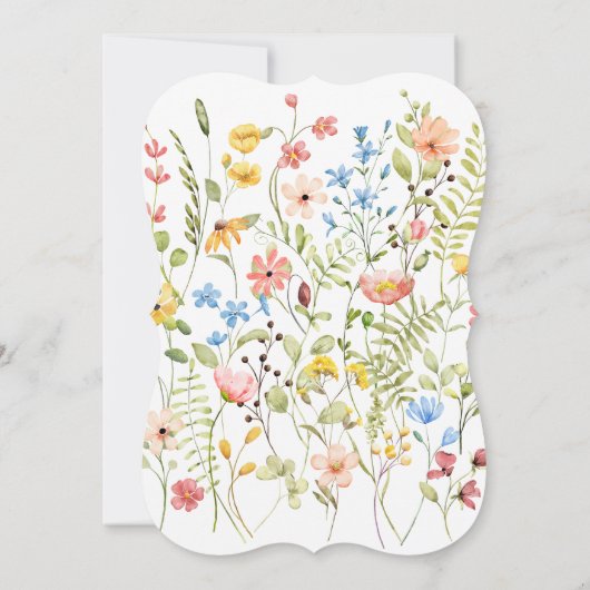 Kleurrijke Wildflowers Elegant Tuin Huwelijk Kaart (Achterkant)