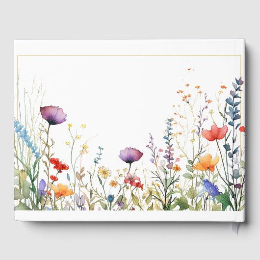 Kleurrijke Wildflowers Elegant Wedding Gastenboek (Achterkant)
