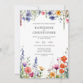 Kleurrijke Wildflowers Elegant Wedding Kaart (Voorkant)