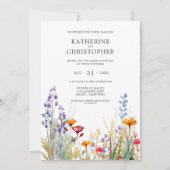 Kleurrijke Wildflowers Elegant Wedding Kaart (Voorkant)