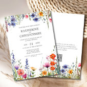 Kleurrijke Wildflowers Elegant Wedding Kaart