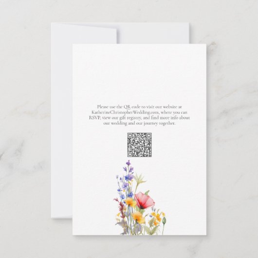 Kleurrijke Wildflowers Elegant Wedding RSVP Card (Achterkant)
