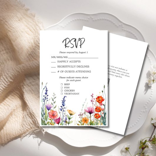 Kleurrijke Wildflowers Elegant Wedding RSVP Card