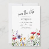 Kleurrijke Wildflowers Elegant Wedding Save The Date (Voorkant)