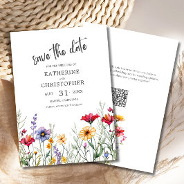 Kleurrijke Wildflowers Elegant Wedding Save The Date
