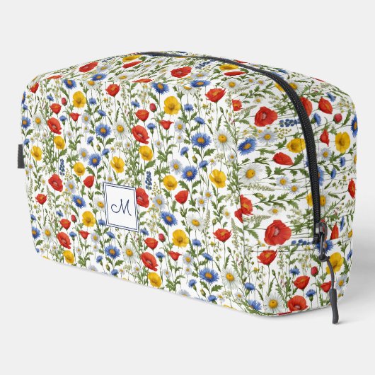 Kleurrijke Wildflowers Floral Botanical Monogramme Toilettasje (Rechterhoek)