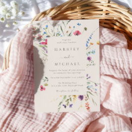 Kleurrijke Wildflowers Floral Lijst Wedding Kaart