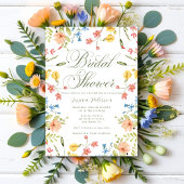 Kleurrijke Wildflowers Groen & Wit Vrijgezellenfee Kaart