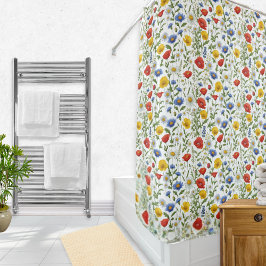 Kleurrijke Wildflowers Heldere Frisse Bloempatroon Douchegordijn