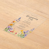 Kleurrijke Wildflowers Housewarming Party Clear Acryl Uitnodigingen (Laagn)