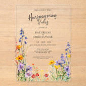 Kleurrijke Wildflowers Housewarming Party Clear Acryl Uitnodigingen (Voorkant)