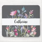 Kleurrijke Wildflowers met aangepaste naam Grey Mo Muismat (Voorkant)