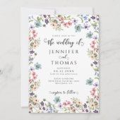 Kleurrijke Wildflowers Modern Rustic Garden Weddin Kaart (Voorkant)