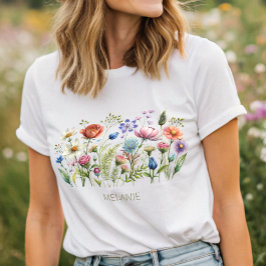 Kleurrijke Wildflowers Monogram T-shirt