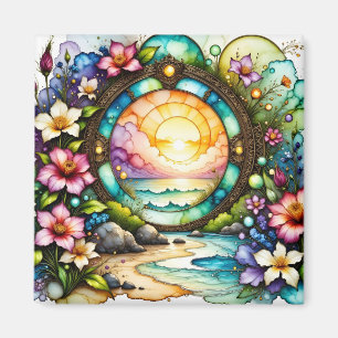 Kleurrijke Wildflowers Ocean Portal Magneet