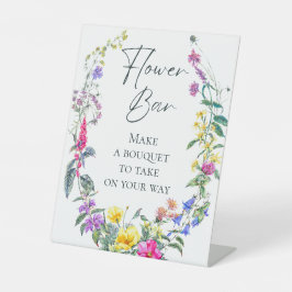 Kleurrijke Wildflowers Party Maak Boeket Bloemenba Reclamebord Met Voetstuk