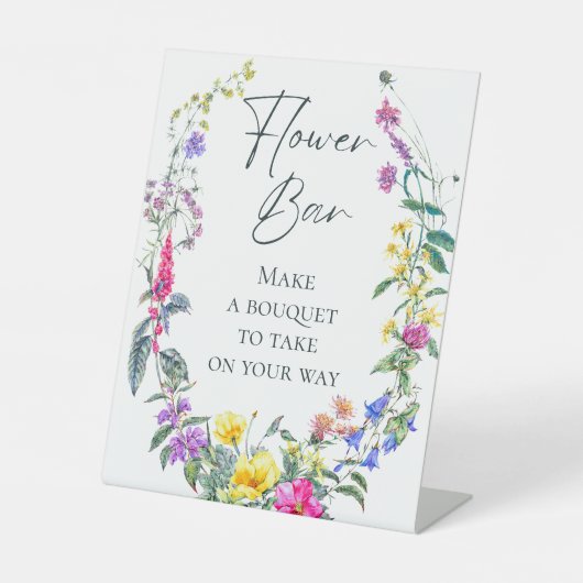 Kleurrijke Wildflowers Party Maak Boeket Bloemenba Reclamebord Met Voetstuk (Voorkant)