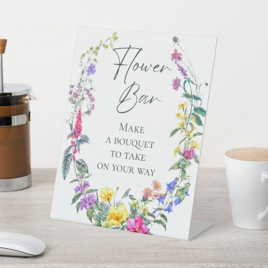 Kleurrijke Wildflowers Party Maak Boeket Bloemenba Reclamebord Met Voetstuk (Insitu)