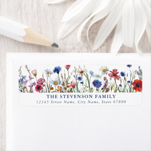 Kleurrijke Wildflowers Retour Adreslabels Etiket (Insitu)