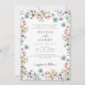 Kleurrijke Wildflowers Rustic Garden Spring Weddin Kaart (Voorkant)